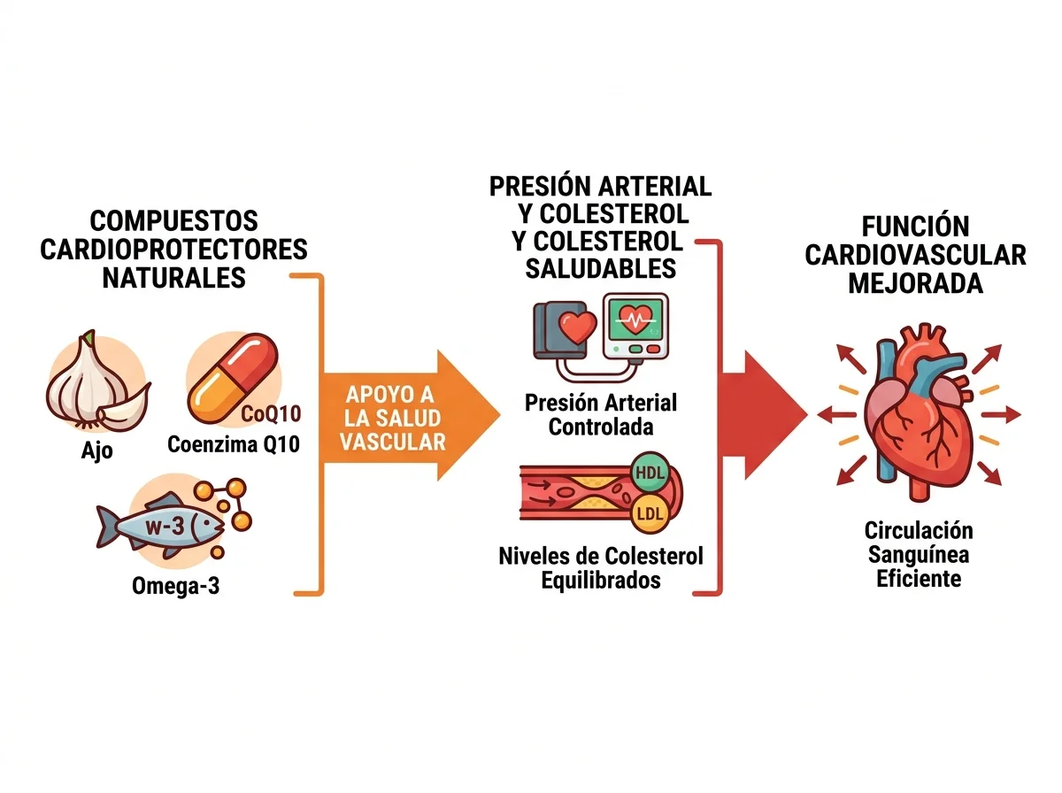 Infografia de como funciona Tonerin - compuestos cardioprotectores apoyan el corazon